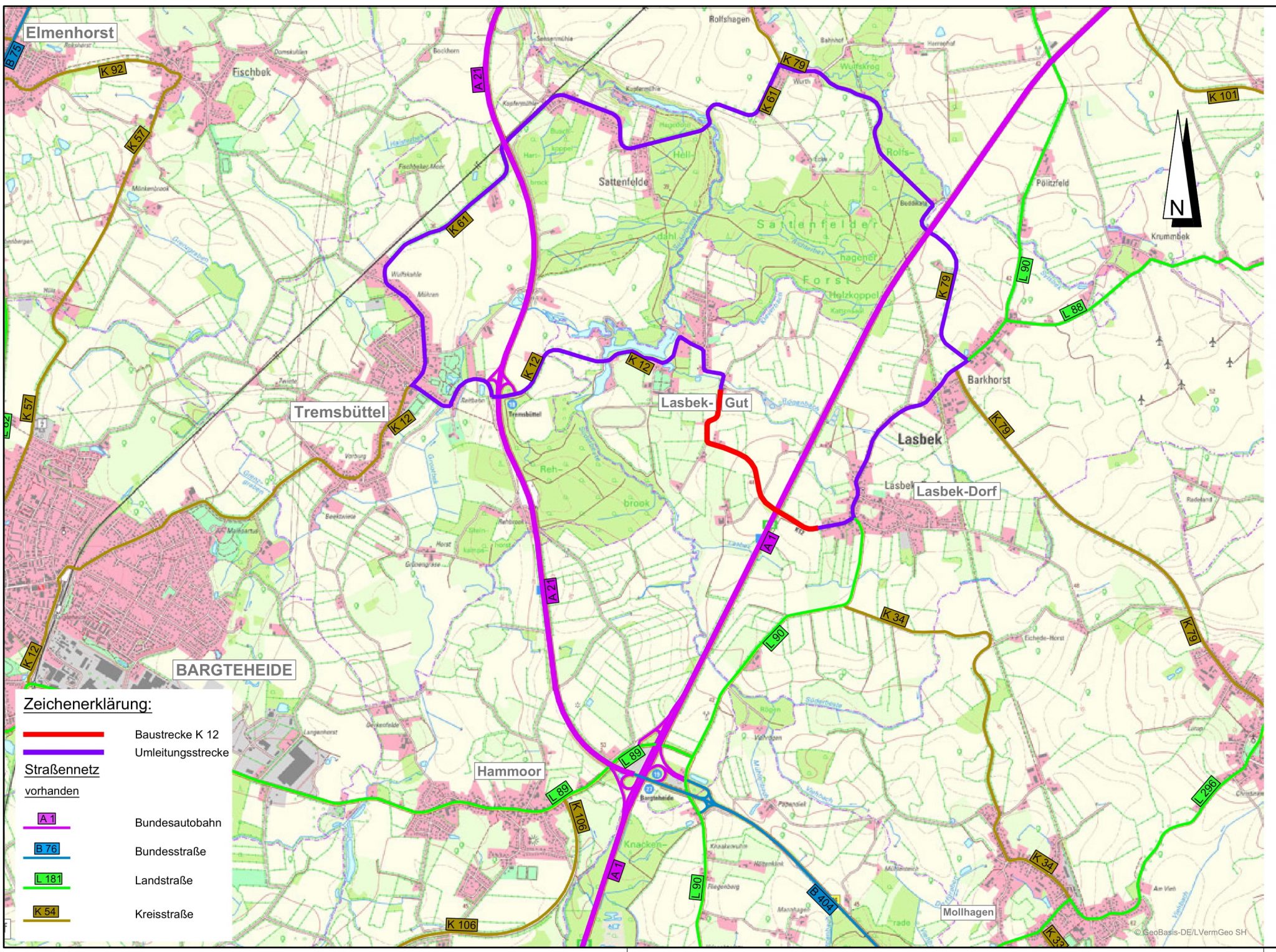 K 12 Radwegsanierung zwischen LasbekDorf und LasbekGut